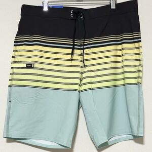 O'Neill Board Shorts Swimtrunks Yellow Black  Light Blue Mens Sz 36 New With Tag